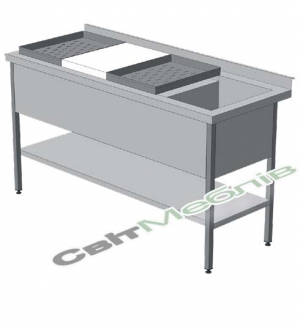 Стіл виробничий з полицею для обробки риби