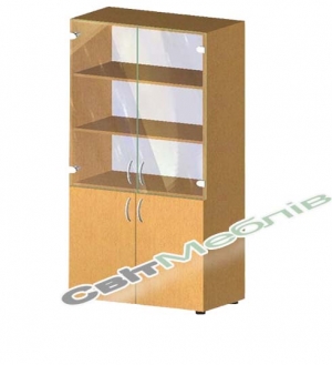 Шафа для книг 4-дверна зі склом БЮ407