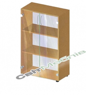 Шафа 2-дверна на три полиці зі склом БЮ410