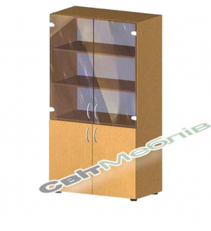 Шафа для книг 4-дверна зі склом БЮ418