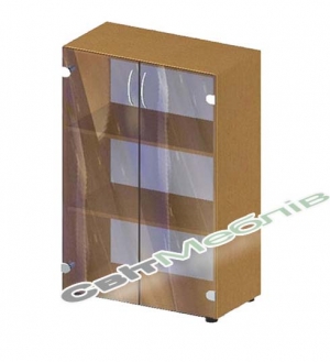 Шафа 2-дверна на три полиці зі склом БЮ417