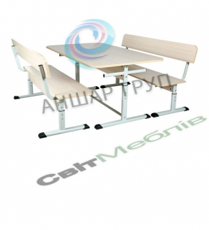 Лава зі спинкою 2-місна, регульована по висоті, на плоскоовальній трубі, ростові групи №4-6