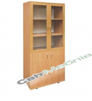 Шафа книжкова зі склян. дверцятами (гл. 380мм)