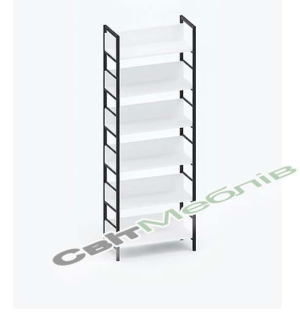 Стелаж для книг розбірний 1-но секційний з 6-ма полицями