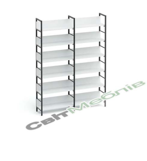 Стелаж для книг розбірний 2-во секційний з 6-ма полицями