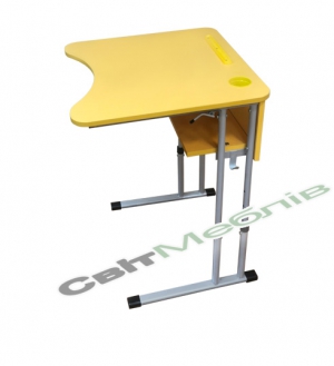 Стіл учнівський одномісний з регулюванням висоти з регулюванням кута нахилу стільниці 0-8°