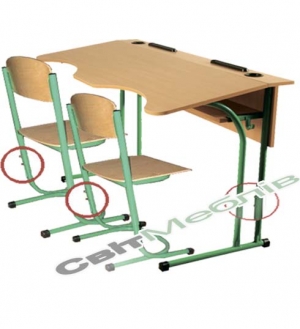 Комплект: стіл 2-місний антисколіоз., №4-6 + стілець №4-6 з регул. по висоті