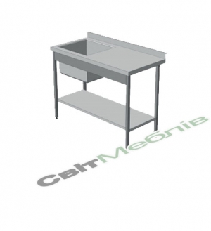 Стіл з ванною миючою зварною з полицею