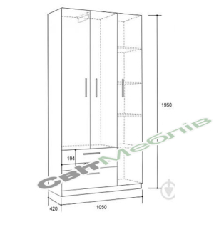 Шафа для одягу "Греція 2" 1050х420х1950