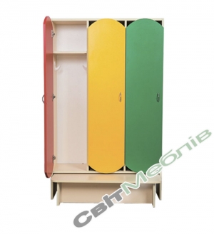 Шафа для одягу трьохмісна з лавкою