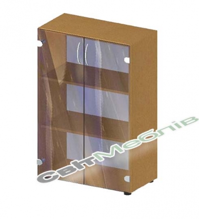 Шафа 2-дверна на три полиці зі склом БЮ417