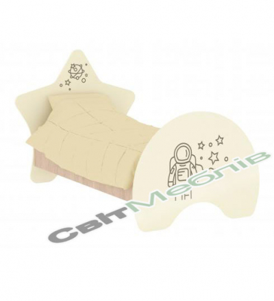 Ліжко дитяче без матрацу "Таємничий всесвіт" з фотодруком