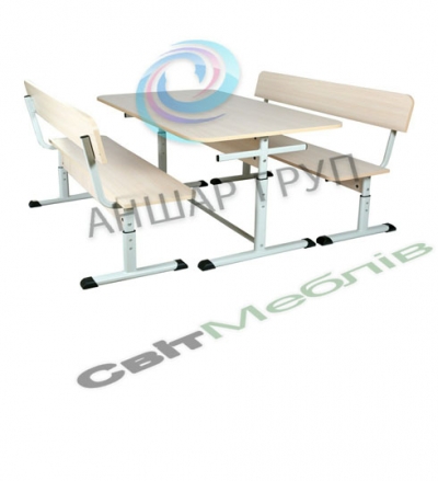 Лава зі спинкою 2-місна, регульована по висоті, на плоскоовальній трубі, ростові групи №4-6