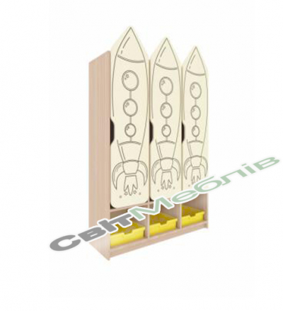 Шафа дитяча 3-місна для роздягальні з фігурними дверима з фотодруком "Таємничий всесвіт"