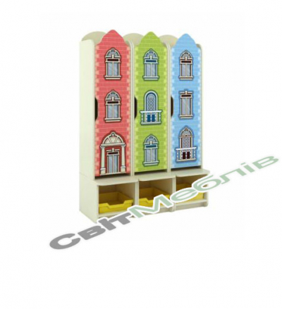 Шафа дитяча 3-місна для роздягальні з фотодруком "Старе місто"