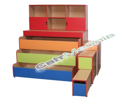 Ліжко дитяче 3-х ярусне без матрацу з кришкою