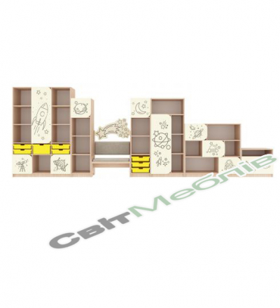 Шафа дитяча 1-місна для роздягальні з фігурними дверима з фотодруком "Таємничий всесвіт"