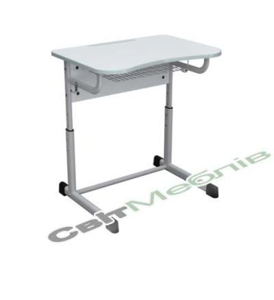 Стіл учнівський 1-місний з металевою полицею-сіткою на плоскоовальній трубі для ростових груп №4-7