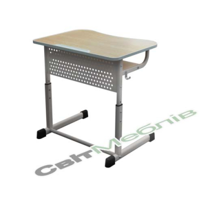 Стіл учнівський 1-місний з перфорованим екраном та поліуретановою (залитою) стільницею, ростова група №4-7