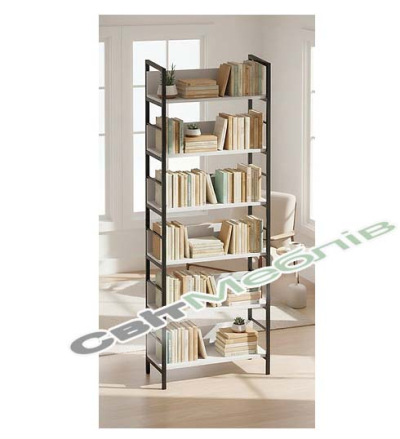Стелаж для книг розбірний 1-но секційний з 6-ма полицями