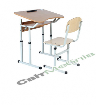 Комплект 1-місний №3-6, cтіл з регул. кута нахилу стільниці + cтілець Т-подібний