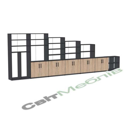 Стінка для зберігання матеріалів для кабінету «Захист України», "Кабінет безпеки" 7 секцій