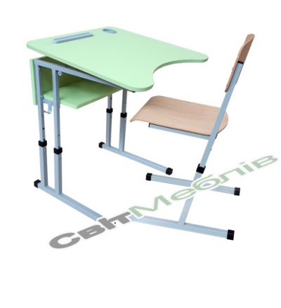 Стіл учнівський одномісний з регулюванням висоти з регулюванням кута нахилу стільниці 0-7-16°
